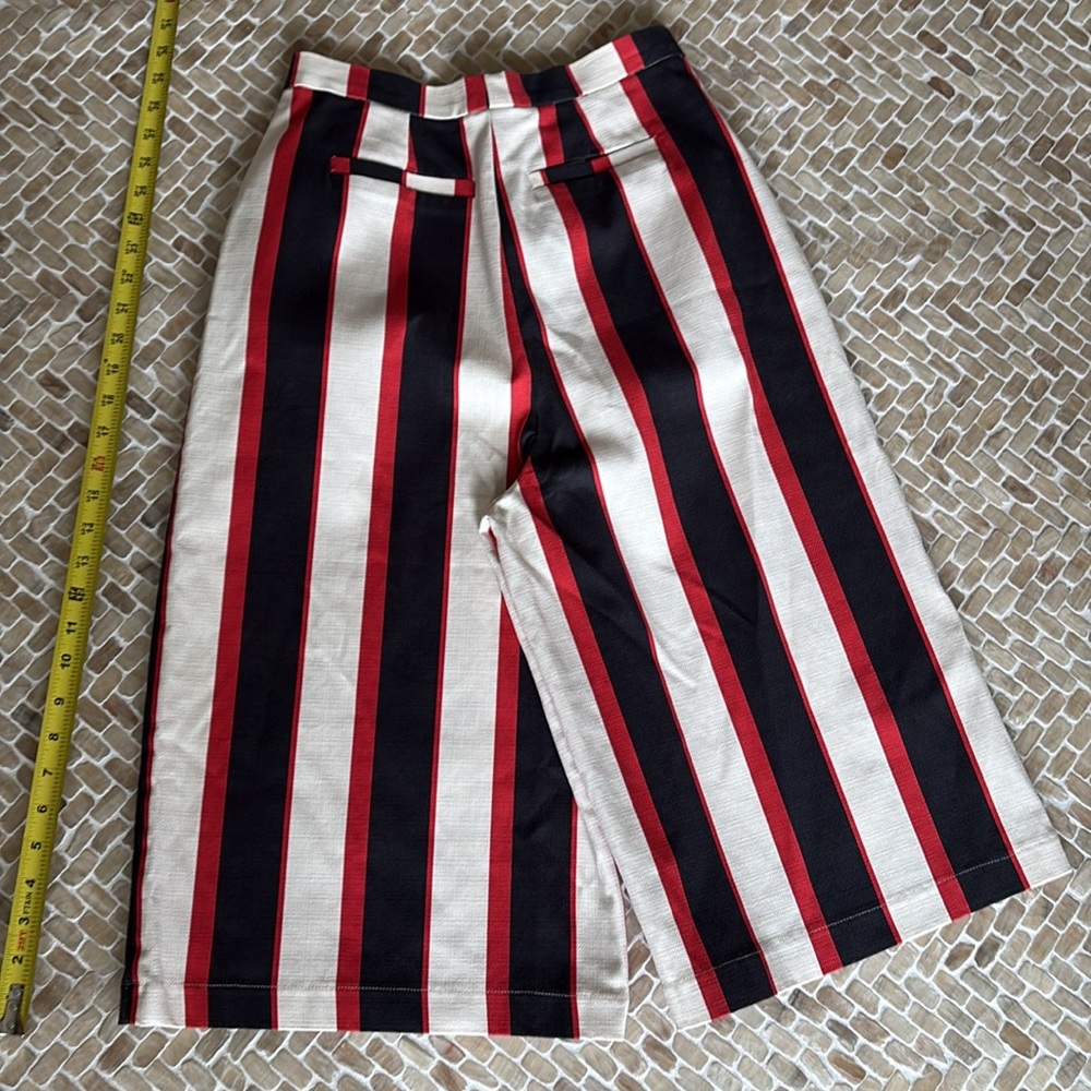 Striped Wide-Leg Pants (culottes) in Red, Black, and White, Sz M/L, Italy - Picture 12 of 12
